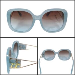 NEW! JESSICA SIMPSON Oversized Blue & Gold Shades Sunglasses.